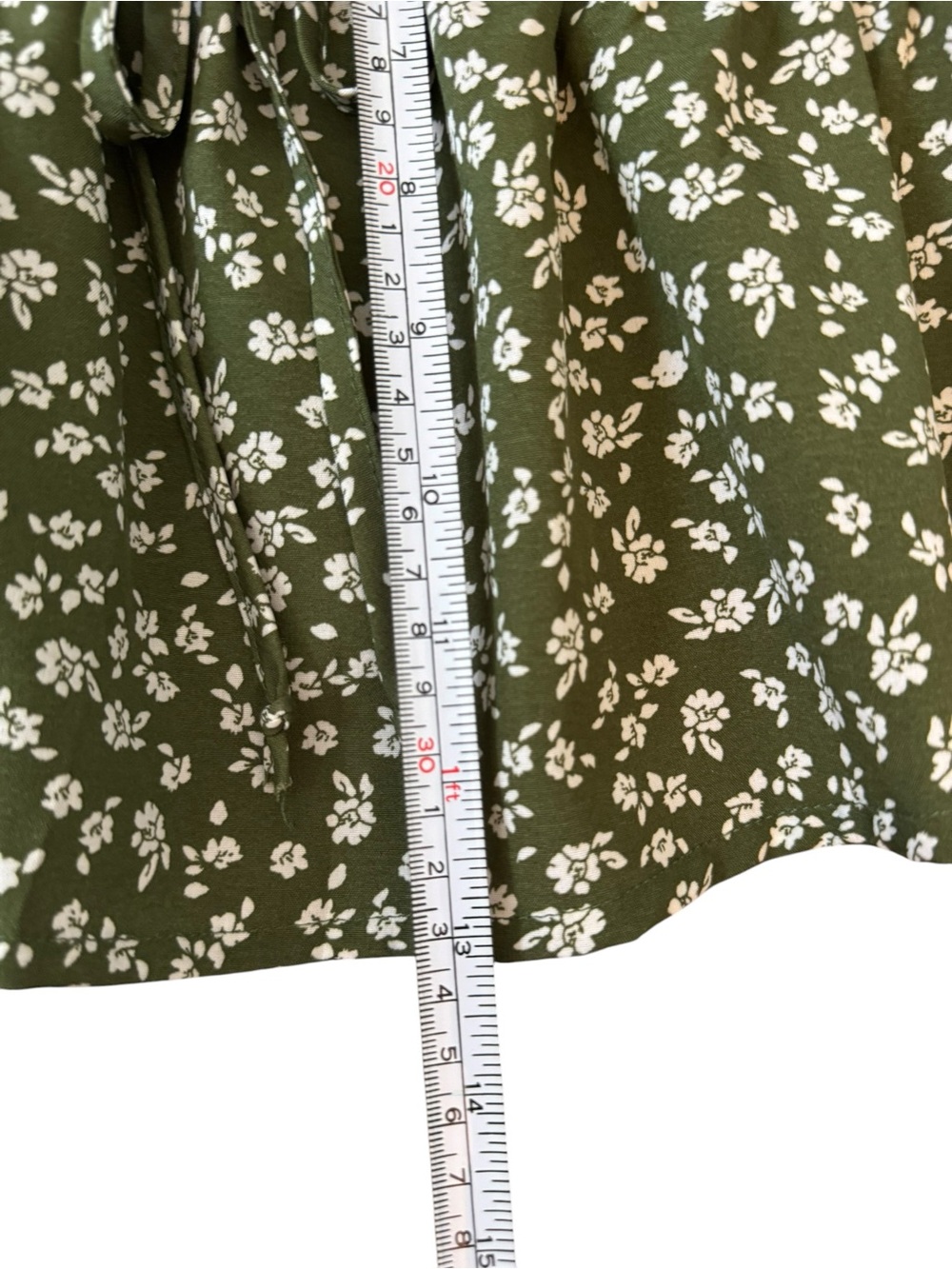PacSun Olive Green Floral Tie-Front Peplum Crop Top - Picture 7 of 7